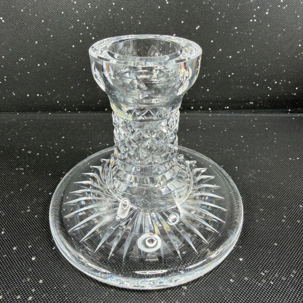 Waterford Crystal Candlestick Pair 4 Inch Cut Glass Candle Holders Thick Heavy